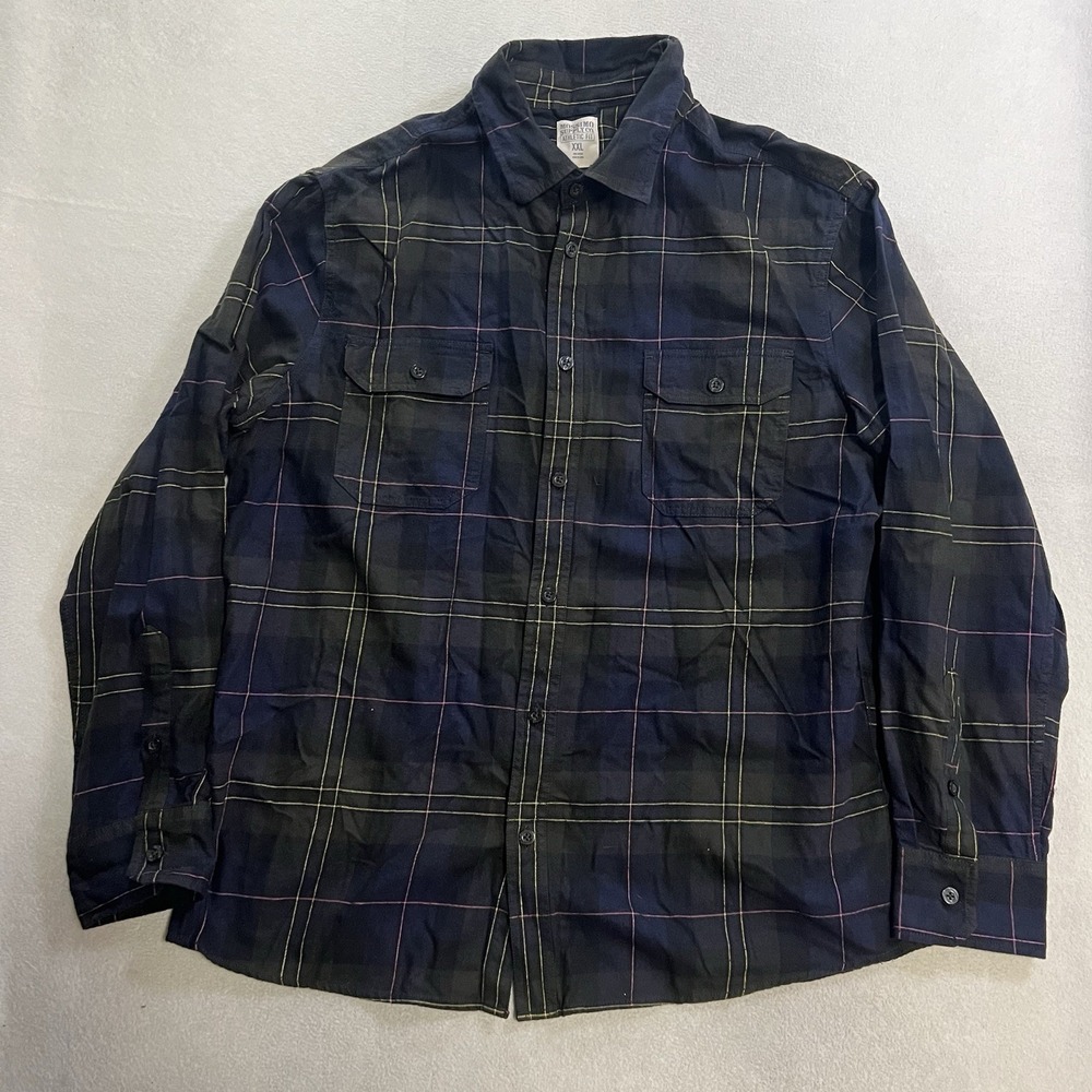 Mossimo Supply Co Flannel Shirt Men's XXL Plaid Long Sleeve Button Up Athletic